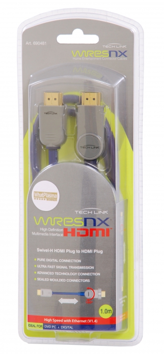 Techlink 690481 kabel HDMI - HDMI V 1.4 długość 1 m, regulacja poz.