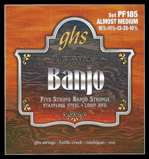 GHS Professional struny do banjo, 5-str. Loop End, Stainless Steel, Almost Medium, .0105-.020