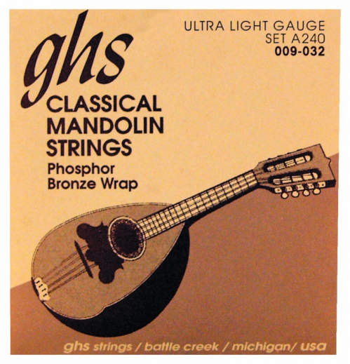 GHS Professional struny do mandoliny, Loop End, Phosphor Bronze, Ultra Light, .009-.032