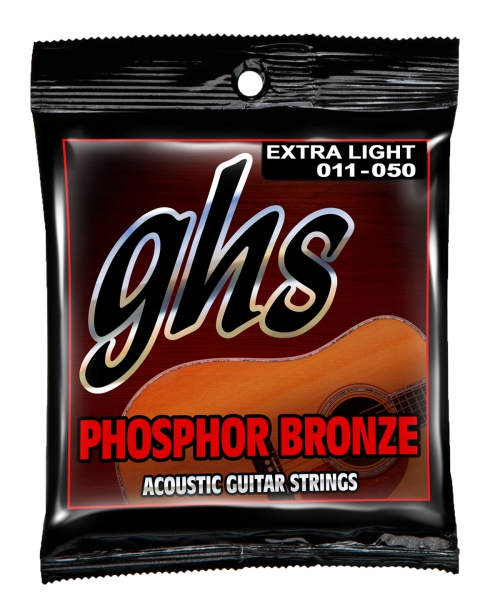 GHS Phosphor Bronze struny do gitary akustycznej, Extra Light, .011-.050