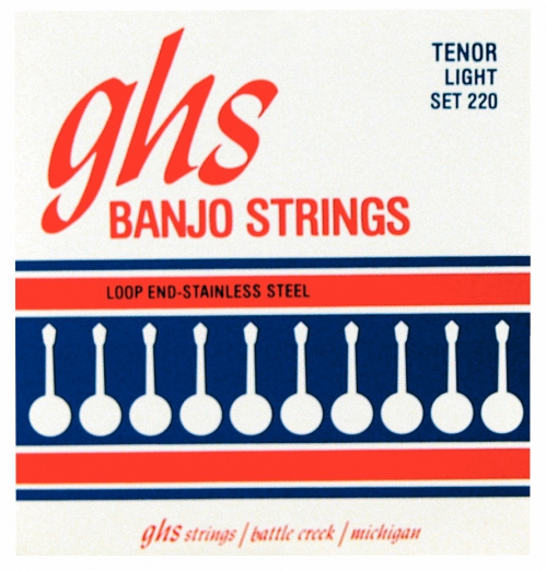 GHS Tenor struny do banjo tenorowego, 4-str. Loop End, Stainless Steel, Light, .009-.028