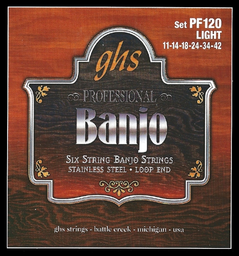 GHS Professional struny do banjo, 6-str. Loop End, Stainless Steel, Light, .011-.042