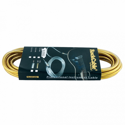 RockCable kabel instrumentalny - straight TS (6.3 mm / 1/4), gold - 6 m / 19,7 ft.