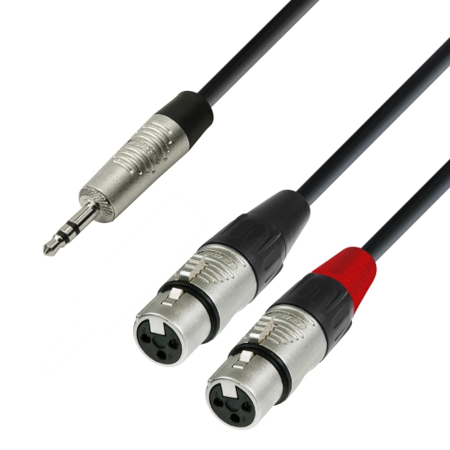 Adam Hall Cables K4 YWFF 0300 - Kabel audio REAN jack stereo 3,5 mm - 2 x XLR eskie, 3 m