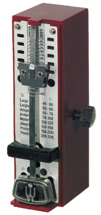Wittner 903012 Super Mini metronom mechaniczny bez akcentu, kolor czerwony rubin