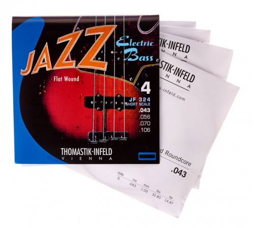 Thomastik JF324 (682705) struny do gitary basowej Jazz Bass Seria Nickel Flat Wound Roundcore Komplet 4-strunowy