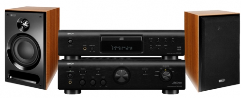 Denon PMA-510 + DCD-510 + KEF C3 zestaw stereo 3 lata Gw. PL, kolor czarny + orzech