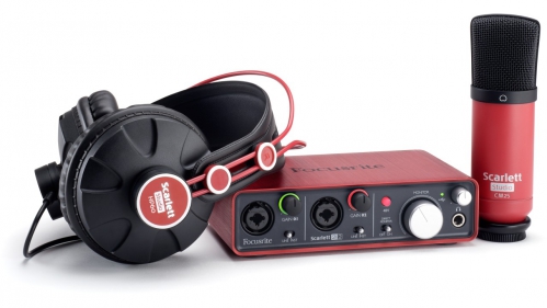 Focusrite Scarlett Studio kompletny zestaw nagraniowy - karta dwikowa Scarlett 2i2 + mikrofon studyjny CM25 + suchawki HP60