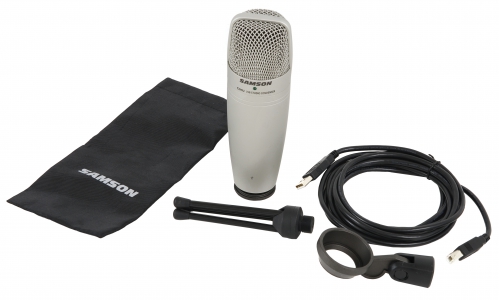 Samson C01U mikrofon pojemnociowy USB z uchwytem  + oprogramowanie Cakewalk Sonar LE + statyw + kabel USB