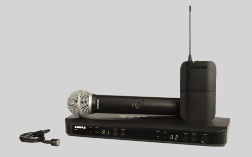 Shure BLX1288/PG185 PG Wireless mikrofon bezprzewodowy podwjny, krawatowy (lavalier) PG185 i dorczny PG58