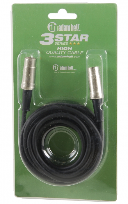Adam Hall K3 MIDI 0300 BLK-5 kabel MIDI 3m, (czarny, metalowe zcza)