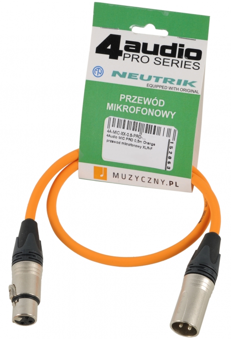 4Audio MIC PRO 0,5m Orange przewd mikrofonowy XLR-F - XLR-M (pomaraczowy) Neutrik