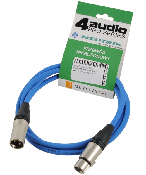 4Audio MIC PRO 1,5m Blue przewd mikrofonowy XLR-F - XLR-M (niebieski) Neutrik