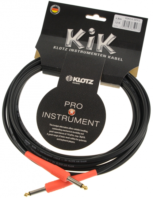Klotz KIKC 4.5 PP3 kabel instrumentalny 4,5m, czerwone koce