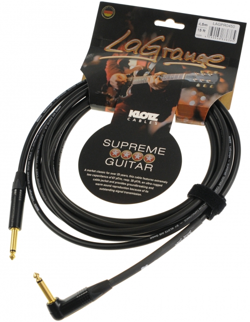 Klotz LAGPR0450 LaGrange kabel gitarowy 4,5m, jack-jack ktowy, pozacane wtyki Neutrik