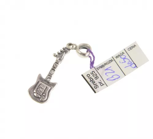 Zebra Music Wisiorek na rzemyk (gładkie koło) gitara elektryczna, srebro, B021 Zebra Music Wisiorek na rzemyk (gładkie koło) gitara elektryczna, srebro, B021