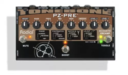 Radial PZ Pre Tonebone preamp do instrumentów akustycznych, towar powystawowy Radial PZ Pre Tonebone preamp do instrumentów akustycznych, towar powystawowy