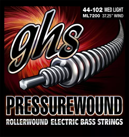 GHS Pressurewound struny do gitary basowej, 4-str. Medium Light, .044-.102 GHS Pressurewound struny do gitary basowej, 4-str. Medium Light, .044-.102
