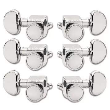 Grover Rotogrip Standard 502CK blokowane klucze gitarowe, 3+3 (chrom) Crown Shape Button Grover Rotogrip Standard 502CK blokowane klucze gitarowe, 3+3 (chrom) Crown Shape Button