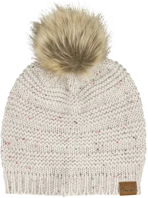 Fender Leather Patch Pom Pom Beanie, Tan czapka Fender Leather Patch Pom Pom Beanie, Tan czapka