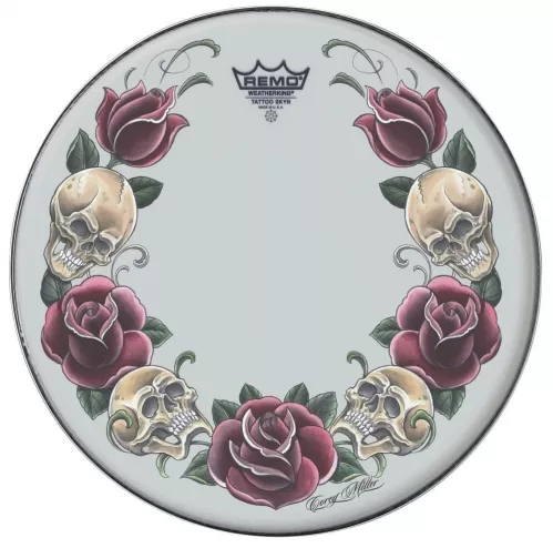 Remo Naciągi Tattoo Skyn Powerstroke 3 Bassdrum 22″ Tattoo Rock and Roses biały PA-1322-TT-T05 Remo Naciągi Tattoo Skyn Powerstroke 3 Bassdrum 22″ Tattoo Rock and Roses biały PA-1322-TT-T05