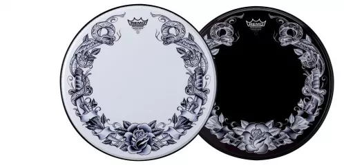 Remo Naciągi Tattoo Skyn Powerstroke 3 Bassdrum 22″ Tattoo Serpentrose biały PA-1322-TT-T02 Remo Naciągi Tattoo Skyn Powerstroke 3 Bassdrum 22″ Tattoo Serpentrose biały PA-1322-TT-T02