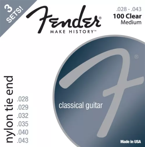 Fender Nylon Acoustic Strings, 100 Clear/Silver, Tie End, Gauges .028-.043, 3-Pack struny do gitary klasycznej Fender Nylon Acoustic Strings, 100 Clear/Silver, Tie End, Gauges .028-.043, 3-Pack struny do gitary klasycznej
