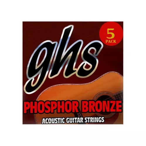 GHS Phosphor Bronze struny do gitary akustycznej, Medium, .013-.056, 5-Pack GHS Phosphor Bronze struny do gitary akustycznej, Medium, .013-.056, 5-Pack