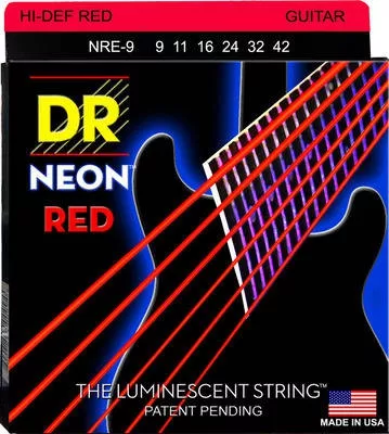 DR NEON Hi-Def Red - struny do gitary elektrycznej, Light, .009-.042 DR NEON Hi-Def Red - struny do gitary elektrycznej, Light, .009-.042