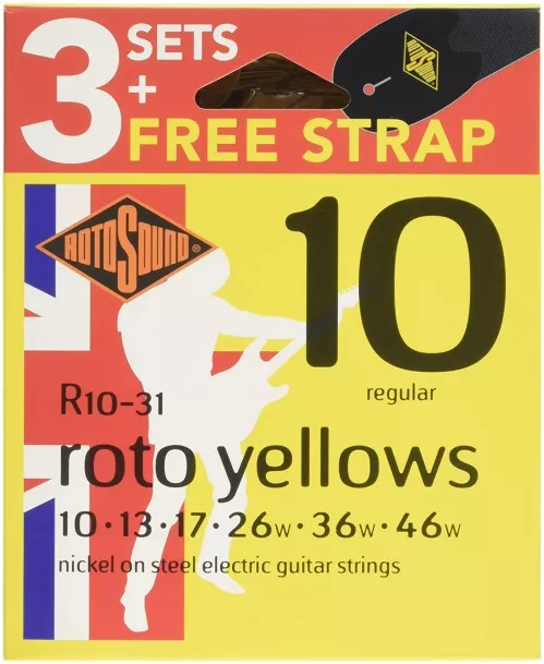 Rotosound R-10 Roto Yellows struny do gitary elektrycznej 10-46 (3-pak + pasek) Rotosound R-10 Roto Yellows struny do gitary elektrycznej 10-46 (3-pak + pasek)