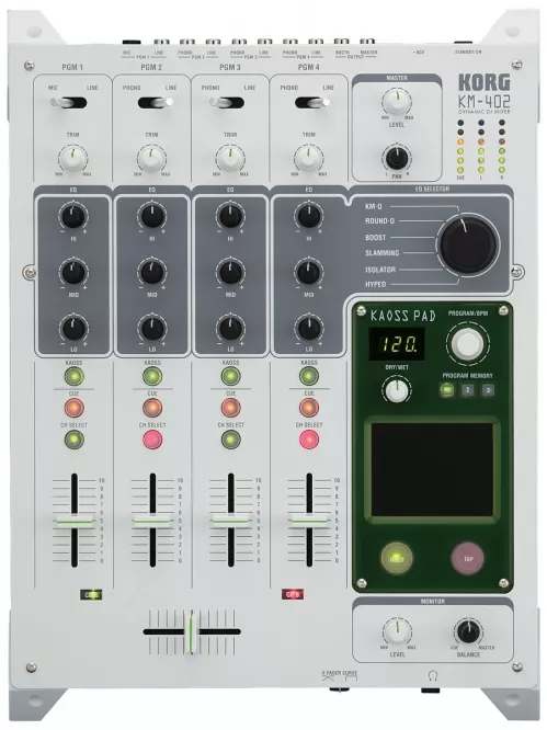 Korg KM-402 4kanałowy, cyfrowy DJ mikser z efektem Korg KM-402 4kanałowy, cyfrowy DJ mikser z efektem