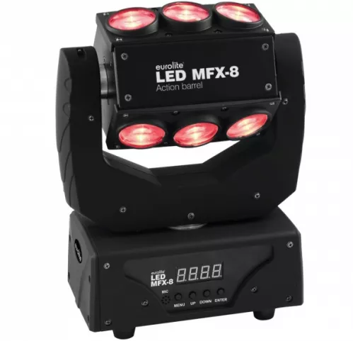 Eurolite LED MFX-8 Action Barrel - efekt świetlny - ruchoma głowa LED Beam / EFX Eurolite LED MFX-8 Action Barrel - efekt świetlny - ruchoma głowa LED Beam / EFX