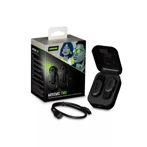 Shure MV-TWO-Z6 - Dwa bezprzewodowe mikrofony MoveMic MV-LAV, Case ładujący Shure MV-TWO-Z6 - Dwa bezprzewodowe mikrofony MoveMic MV-LAV, Case ładujący