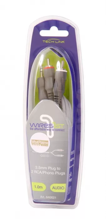 Techlink 640021 kabel 3.5mm Stereo wtyk - 2 x RCA wtyk 1m Techlink 640021 kabel 3.5mm Stereo wtyk - 2 x RCA wtyk 1m