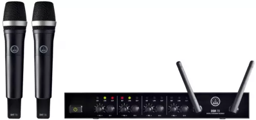 AKG DMS70 Q Vocal Set system bezprzewodowy, odbiornik 4-kanałowy, 2 nadajniki doręcznę DHT70 AKG DMS70 Q Vocal Set system bezprzewodowy, odbiornik 4-kanałowy, 2 nadajniki doręcznę DHT70