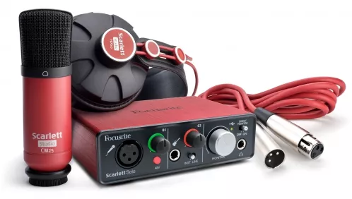 Focusrite Scarlett Solo Studio Pack kompletny zestaw nagraniowy - karta dźwiękowa Scarlett Solo + mikrofon studyjny CM25 + słuchawki HP60 Focusrite Scarlett Solo Studio Pack kompletny zestaw nagraniowy - karta dźwiękowa Scarlett Solo + mikrofon studyjny CM25 + słuchawki HP60
