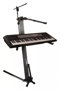 Akmuz L-10 statyw keyboardowy na 2 instrumenty (czarny) z ramieniem mikrofonowym Akmuz L-10 statyw keyboardowy na 2 instrumenty (czarny) z ramieniem mikrofonowym