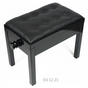 MStar Sonata Plus �awa do pianina, kolor: czarny po�ysk, siedzisko: czarna sk�ra naturna - pikowana