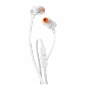 JBL T110, białe słuchawki dokanałowe z uniwersalnym sterowaniem
