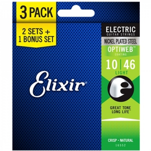 Elixir 16552 Optiweb Custom Light potrjny komplet strun do gitary elektrycznej 10-46