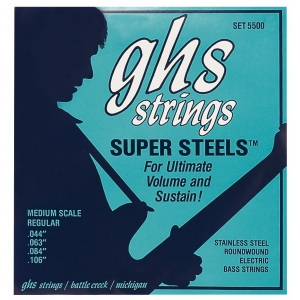 GHS Super Steels struny do gitary basowej, 5-str. Regular, .044-.126, Medium Scale