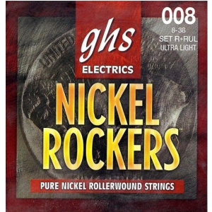 GHS NICKEL ROCKERS struny do gitary elektrycznej, Ultra Light, .008-.038, Rollerwound