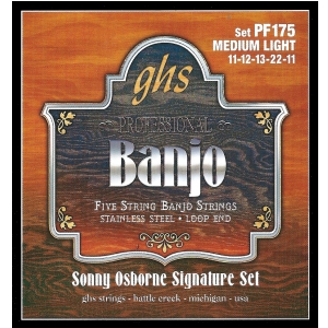 GHS Sonny Osbourne Signature struny do Banjo, 5-str. Loop End, Stainless Steel, .011-.022