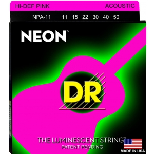 DR NEON Hi-Def Pink - struny do gitary akustycznej, Coated, Medium Light .011-.050