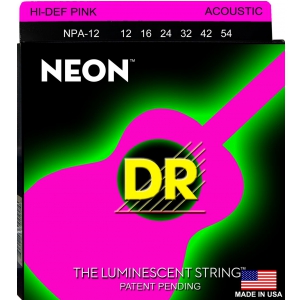 DR NEON Hi-Def Pink - struny do gitary akustycznej, Coated, Medium, .012-.054