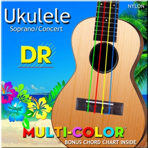 DR Multi-Color struny do ukulele, Sopran & Concert, High-G