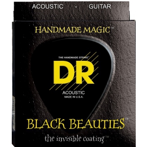 DR K3 BLACK BEAUTIES - struny do gitary akustycznej, Coated Phosphor Bronze, Extra Light, .010-.048