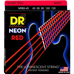 DR NEON Hi-Def Red - struny do gitary basowej, 5-String, Medium, .045-.125