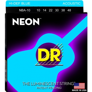 DR NEON Hi-Def Blue ″ struny do gitary akustycznej, Coated, Light, .010-.048