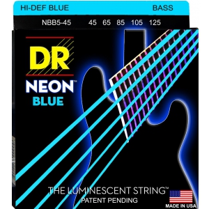 DR NEON Hi-Def Blue - struny do gitary basowej, 5-String, Medium, .045-.125